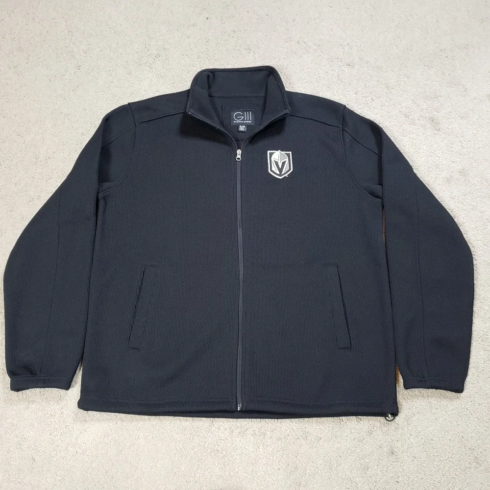 Vegas Golden Knights Jacket Mens XL Black Textured Heavy Full Zip Hockey GIII